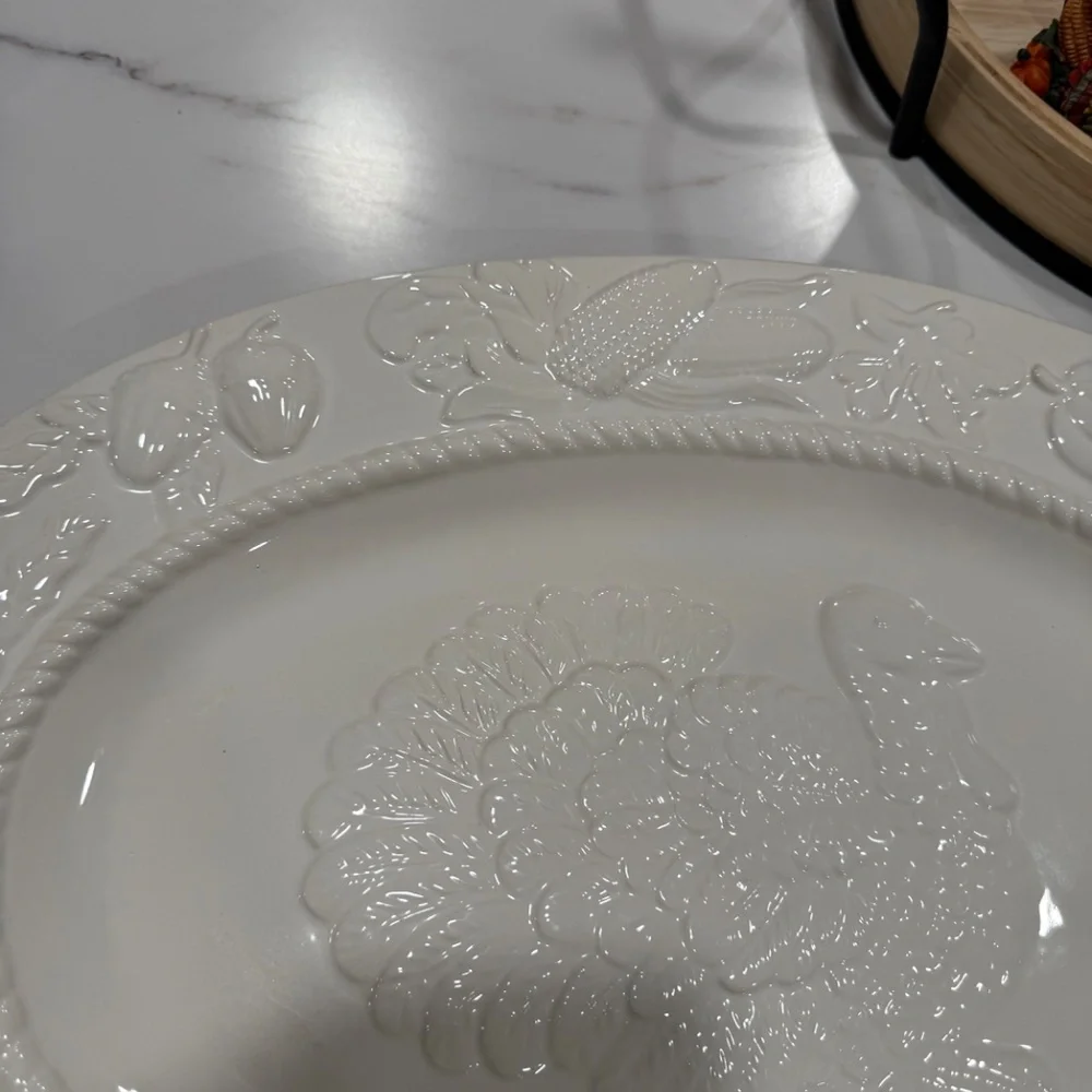 Vintage Harvest Ceramic Stoneware Turkey Platter